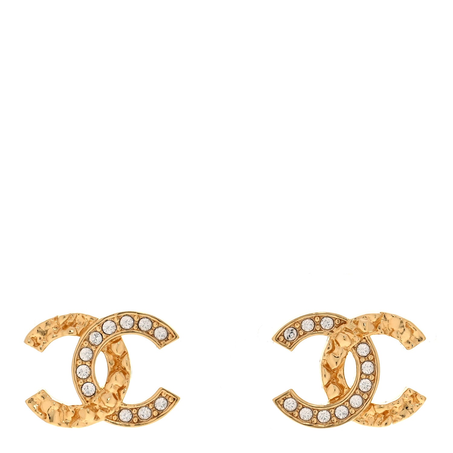 Chanel Crystal CC Earrings Gold 1 of 5
