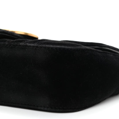 Gucci Velvet Matelasse Mini GG Marmont Shoulder Bag Black 8 of 11