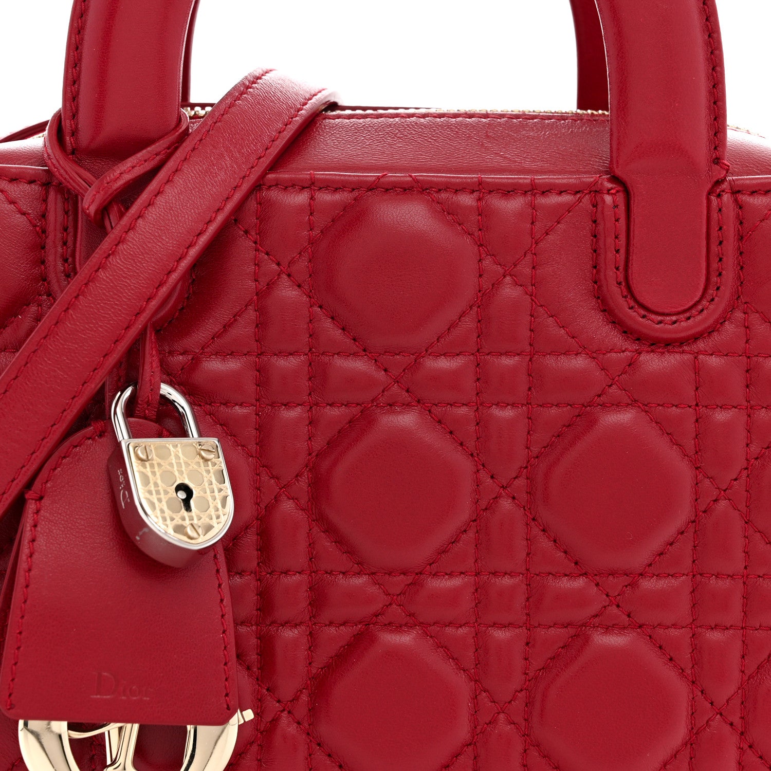 Christian Dior Lambskin Cannage Lily Tote Dark Red 7 of 11