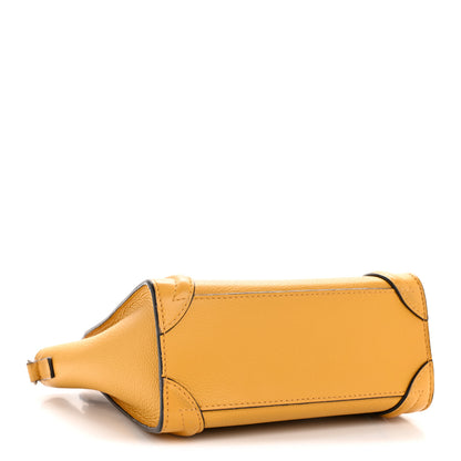Celine Drummed Calfskin Nano Luggage Ocre 4 of 13