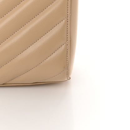 Saint Laurent Grain de Poudre Matelasse Chevron Medium Tribeca Shopping Bag Nude Powder 12 of 13