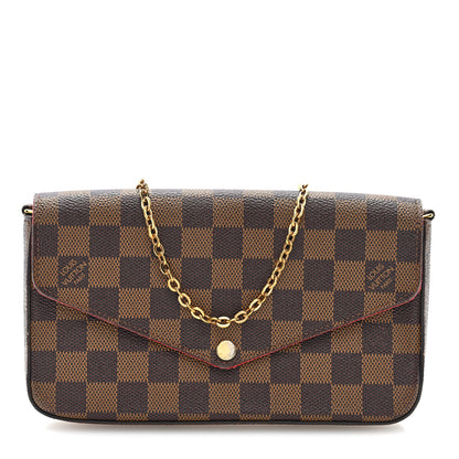 Louis Vuitton Damier Ebene Pochette Felicie Chain Wallet 1 of 9