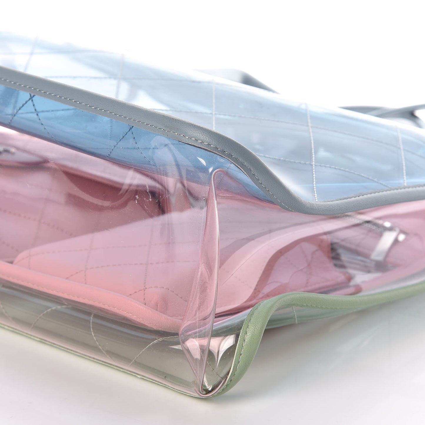Lambskin PVC Quilted Medium Coco Splash Shopping Bag Blue Green Pink