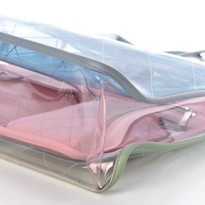 Chanel Lambskin PVC Quilted Medium Coco Splash Shopping Bag Blue Green Pink 7 of 11