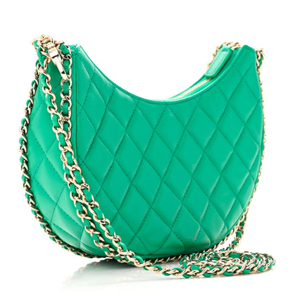 Chanel Lambskin Quilted Small Hobo Bag Green 3 of 11