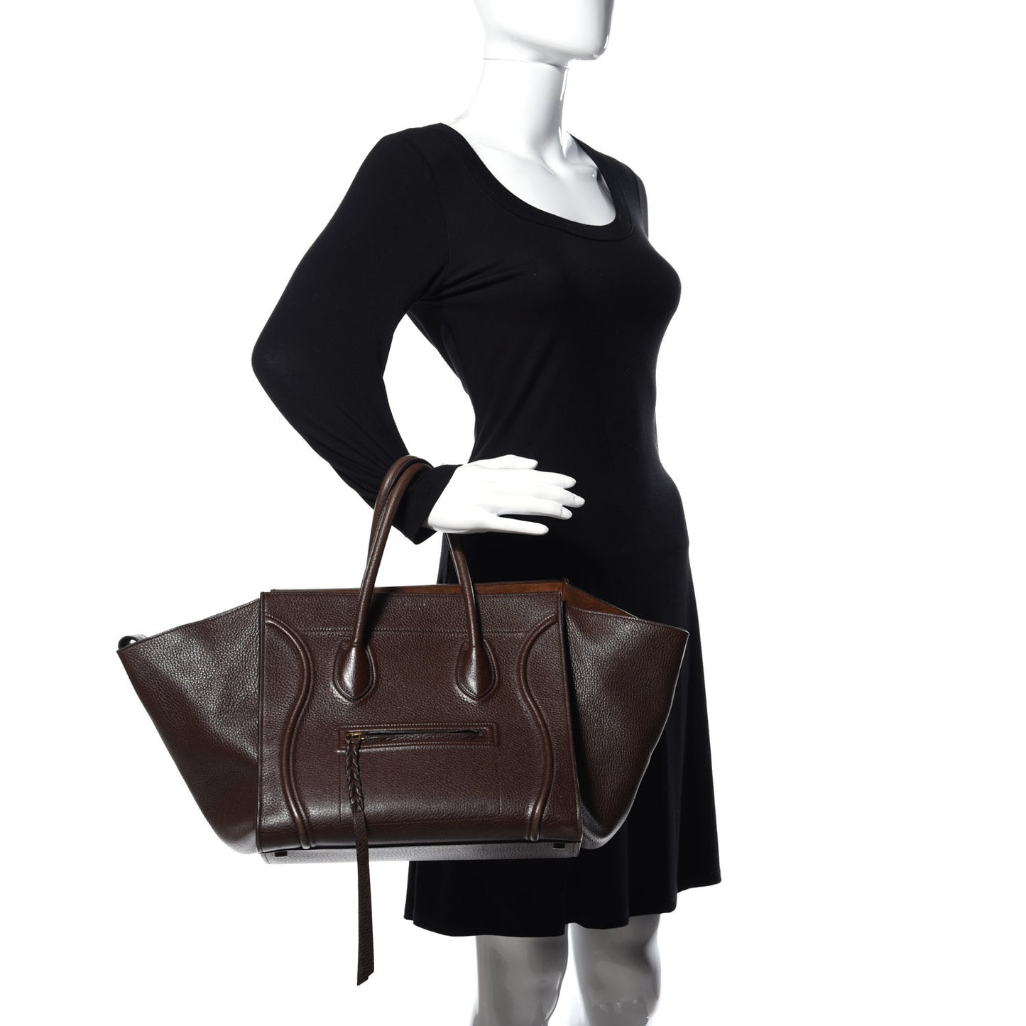 Grained Calfskin Medium Phantom Luggage Brown