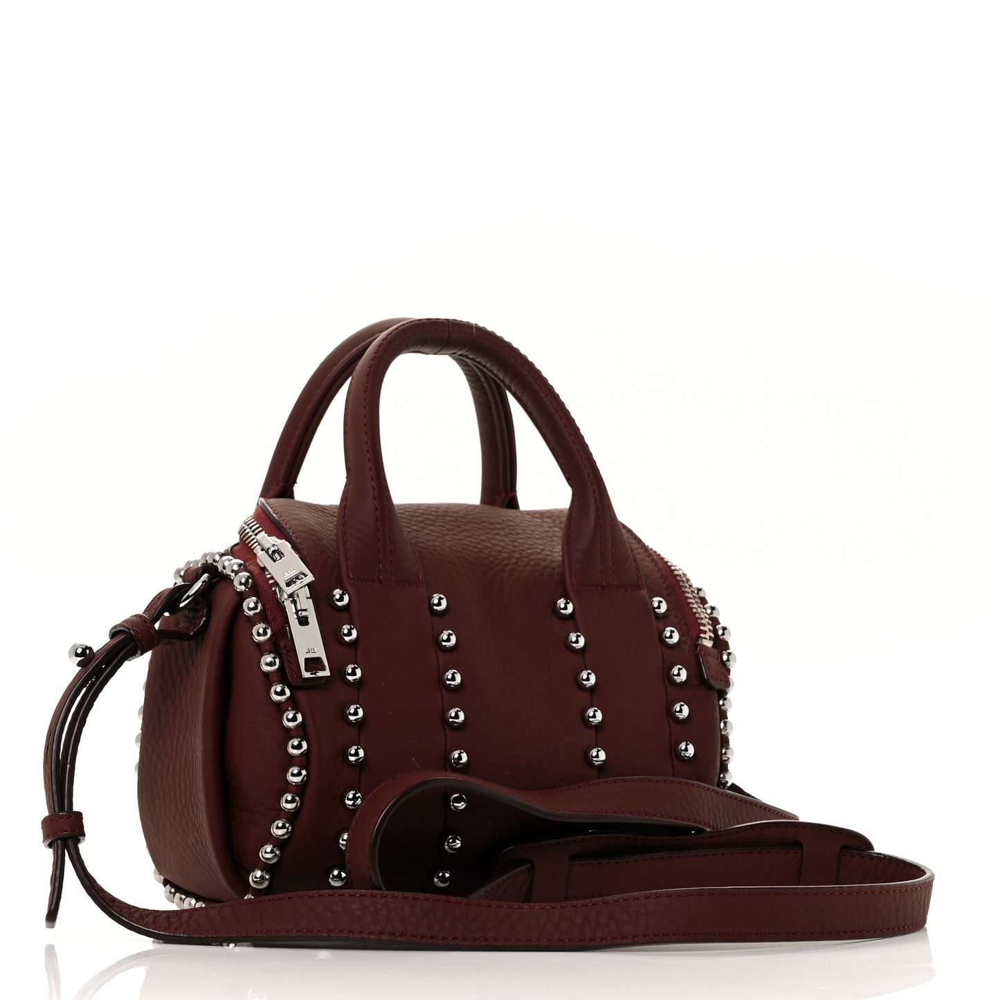 Calfskin Studded Mini Rockie Matte Beet Rodium Hardware