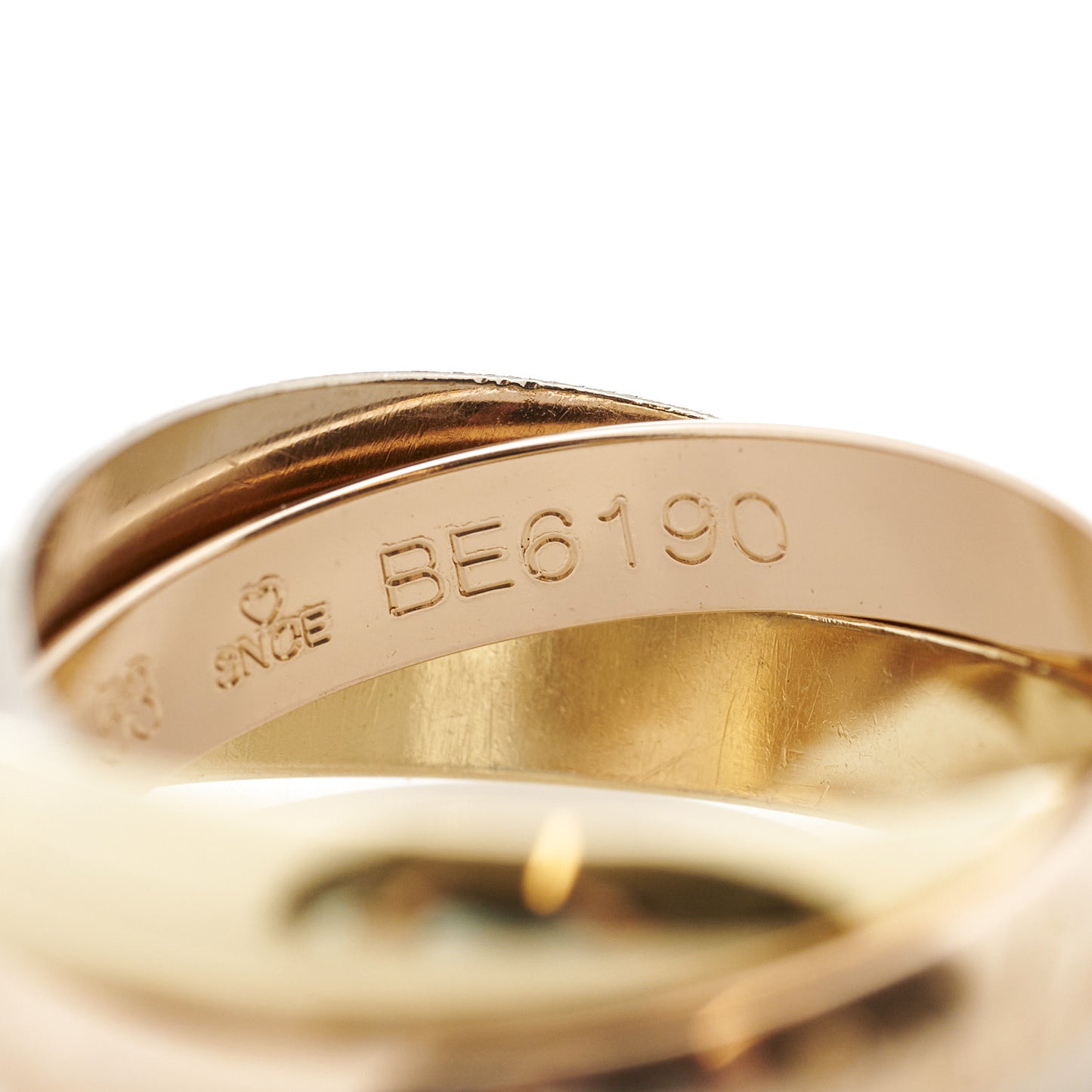 18K Pink Yellow White Gold Classic Les Must De Cartier Trinity Ring 53 6.25
