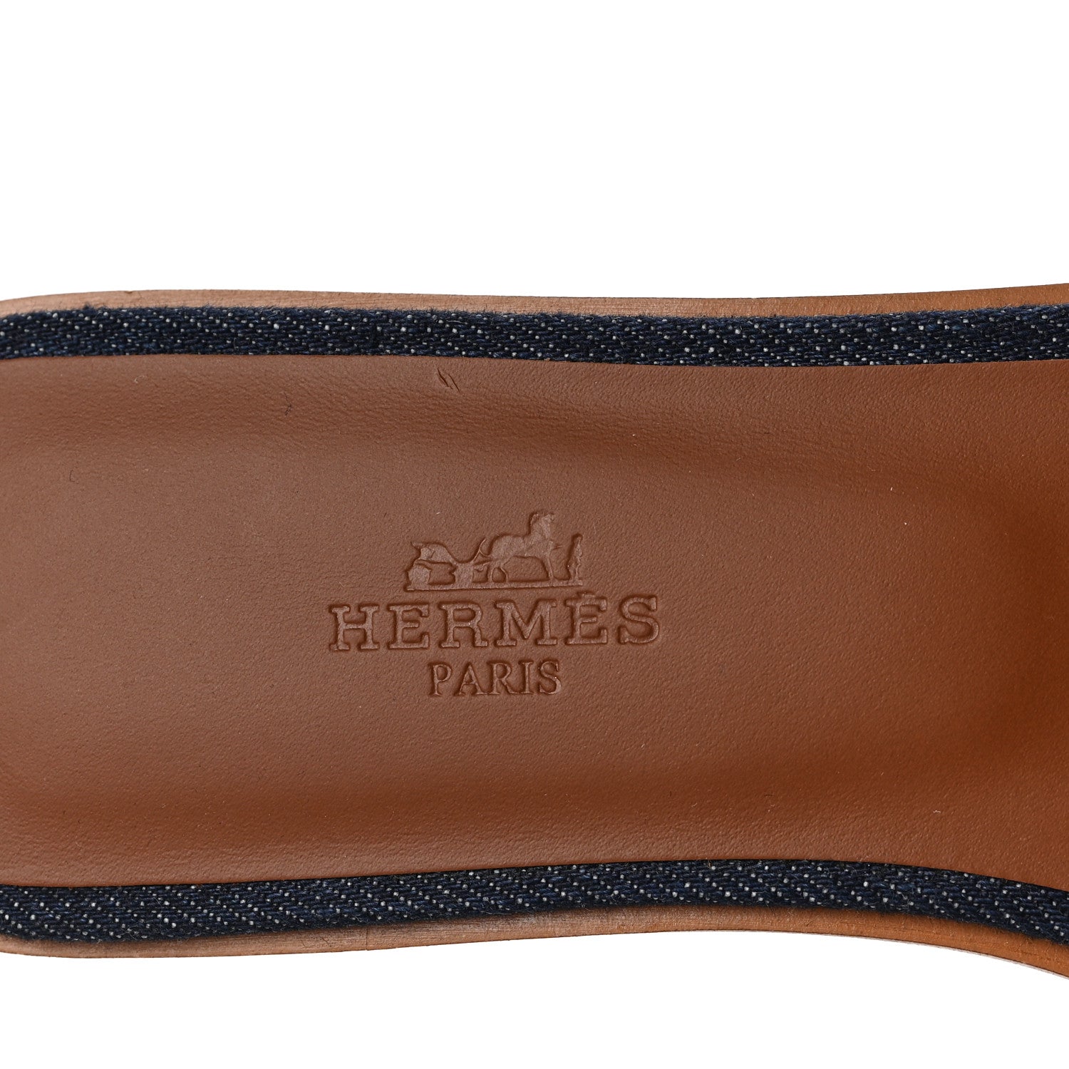 Hermes Calfskin Denim Oran Sandals 39 Bleu Brut Gold 7 of 8