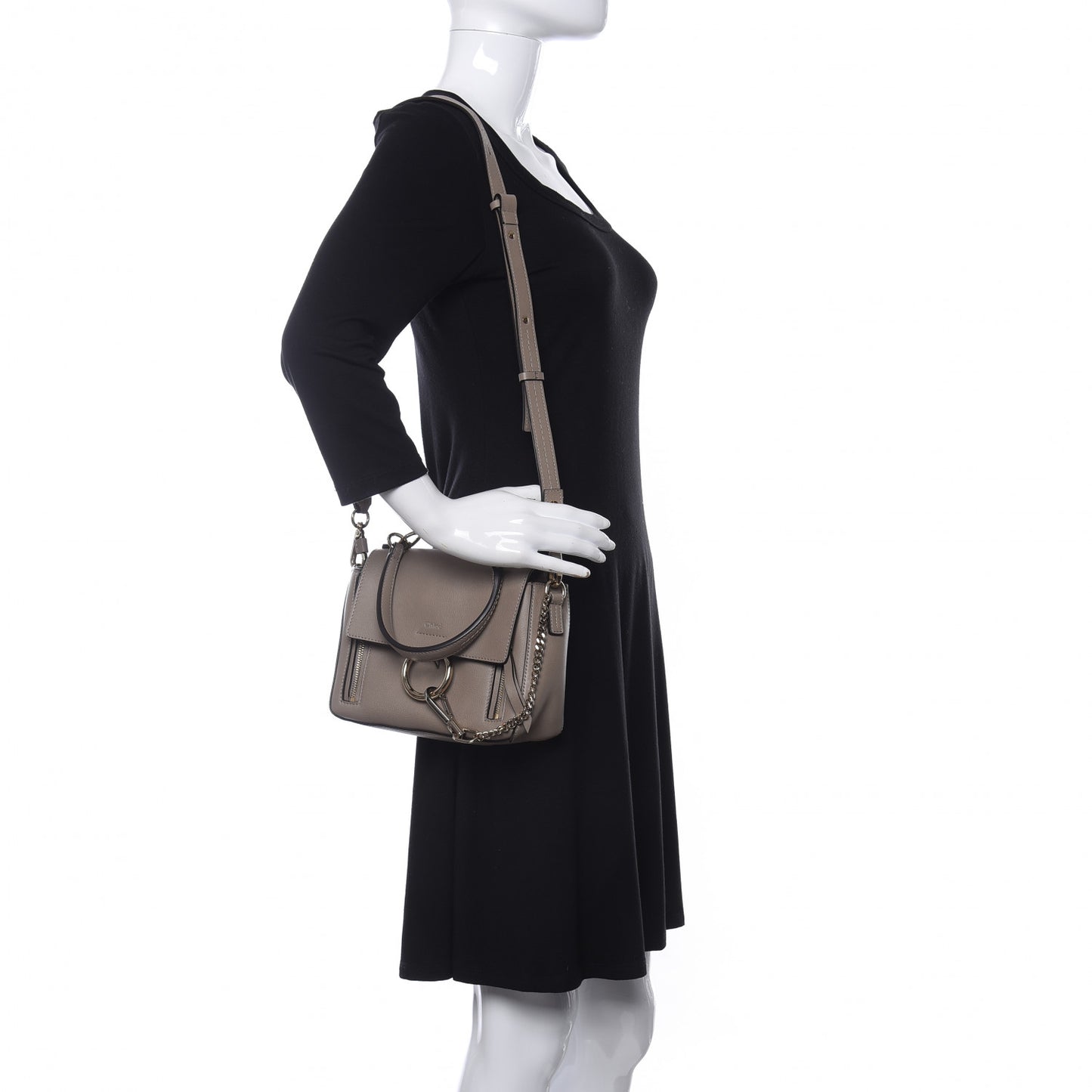 Calfskin Mini Faye Day Shoulder Bag Motty Grey