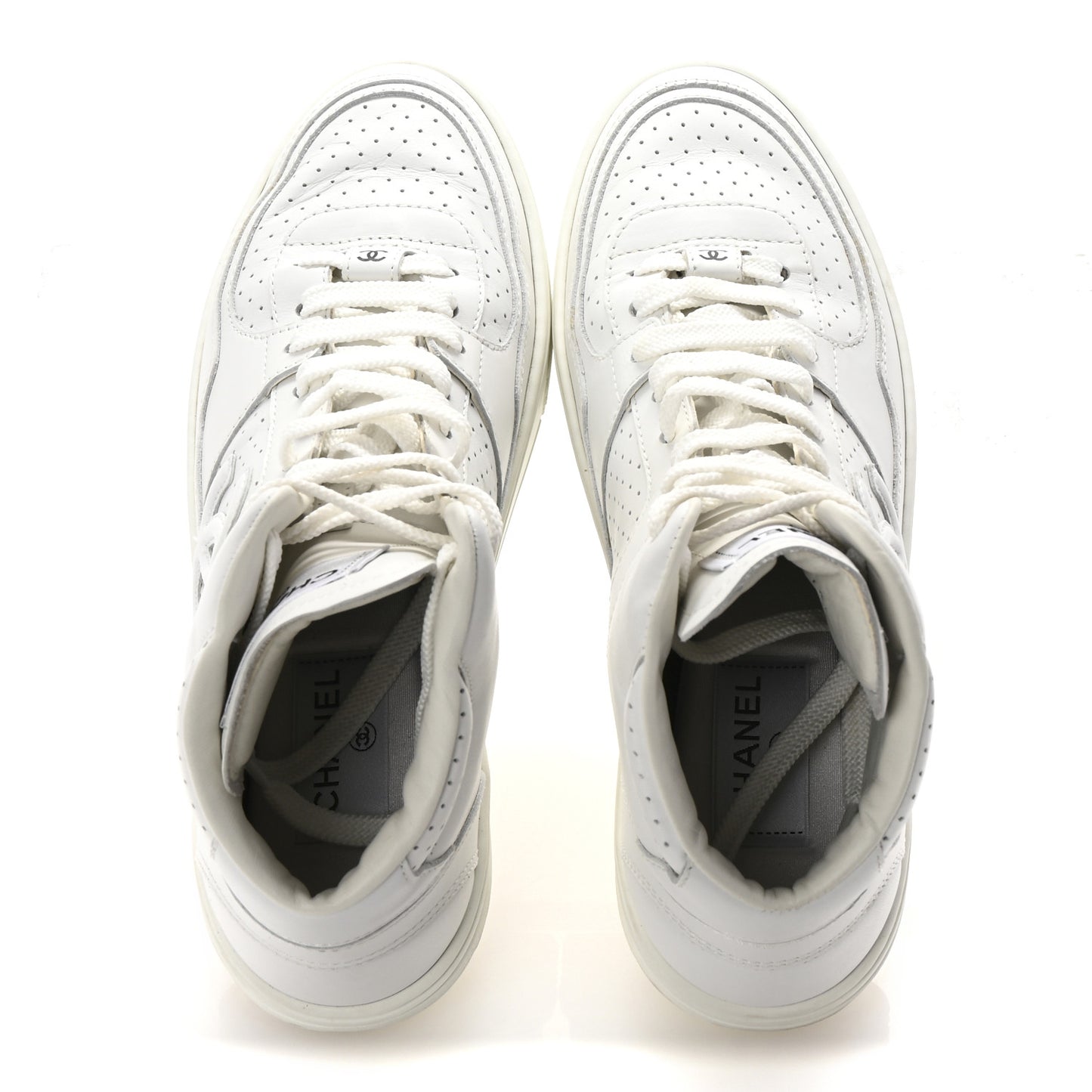 Calfskin CC High Top Sneaker 38.5 White