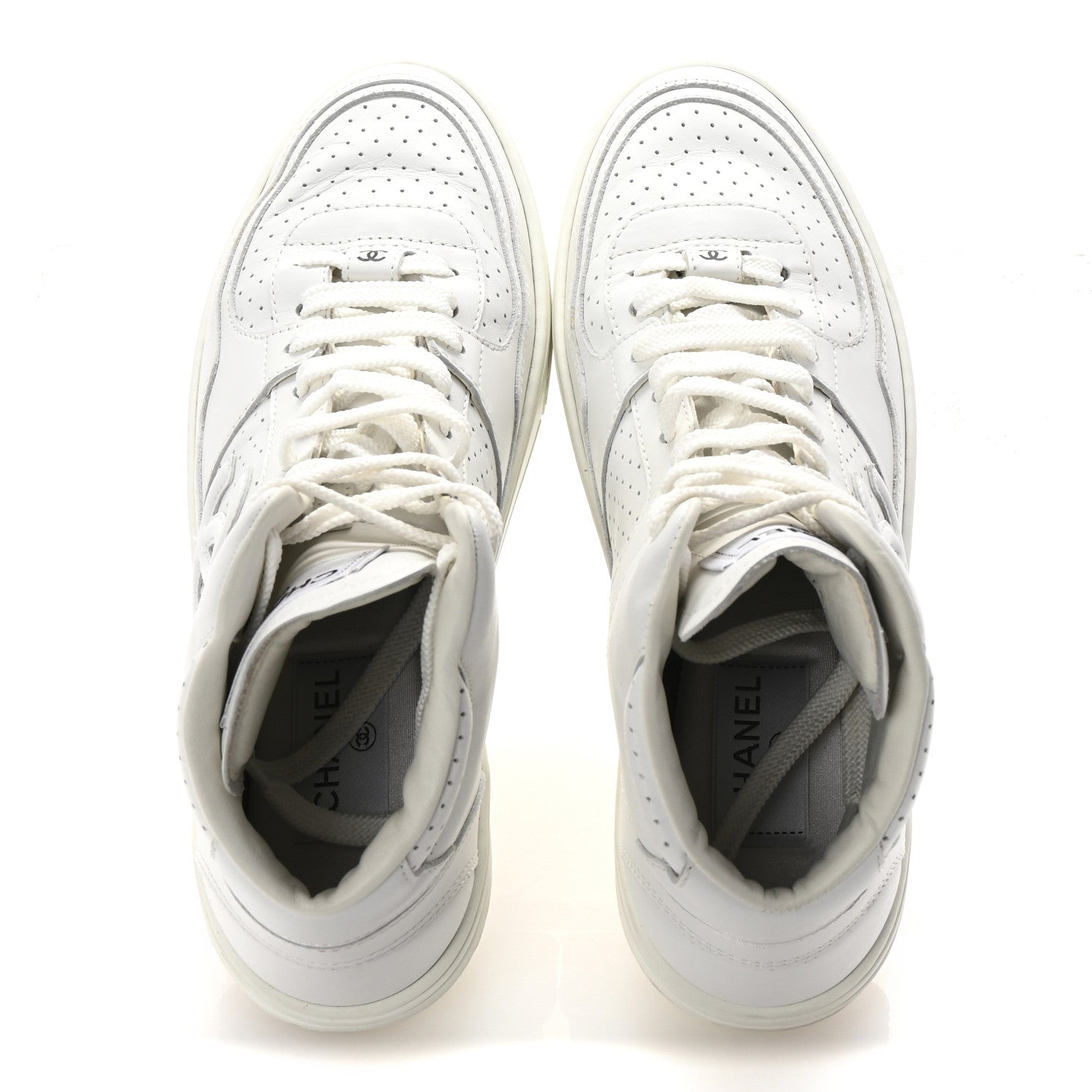 Chanel Calfskin CC High Top Sneaker 38.5 White 2 of 10