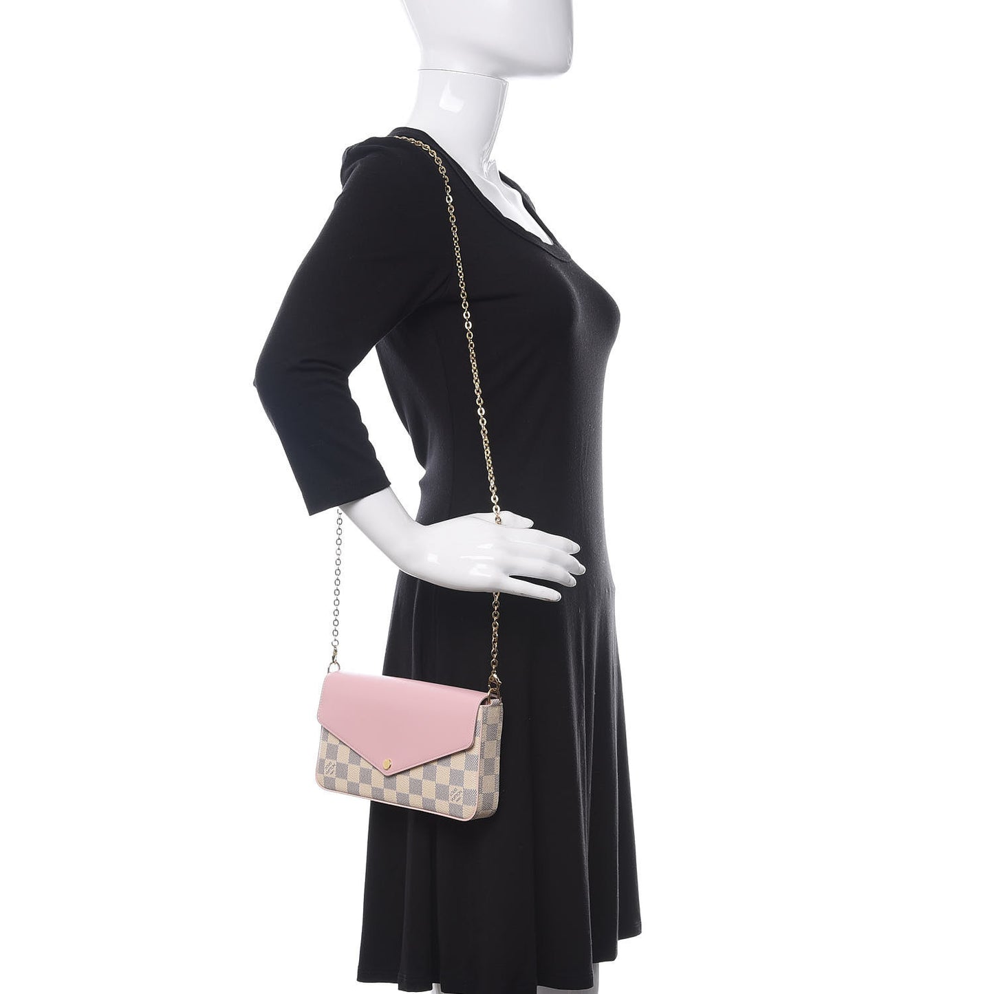 Damier Azur Calfskin Pochette Felicie Eau de Rose