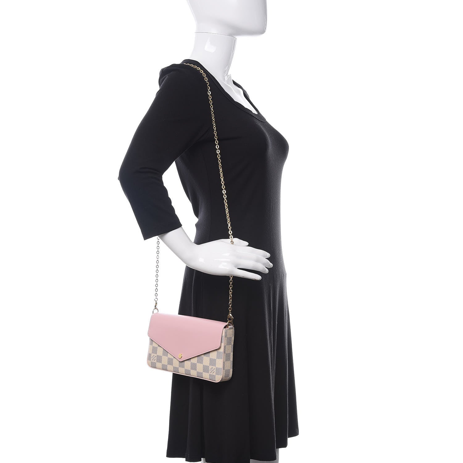 Louis Vuitton Damier Azur Calfskin Pochette Felicie Eau de Rose 2 of 9