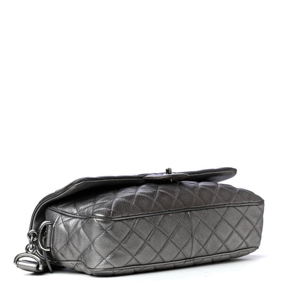 Chanel Metallic Calfskin Quilted Jumbo Chain Detail Flap Silver 5 of 14