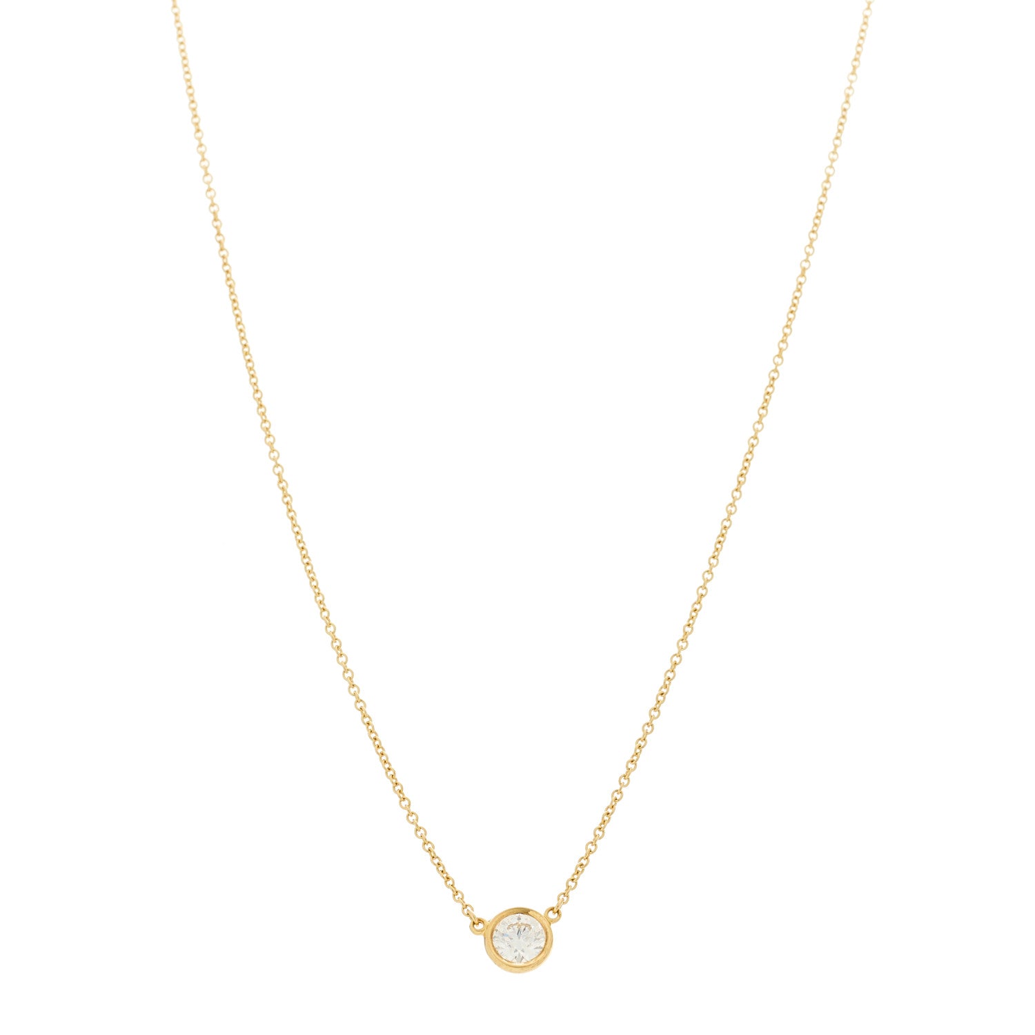 Tiffany 18K Yellow Gold Diamond .43ct Elsa Peretti Diamonds by the Yard Pendant Necklace 1 of 6