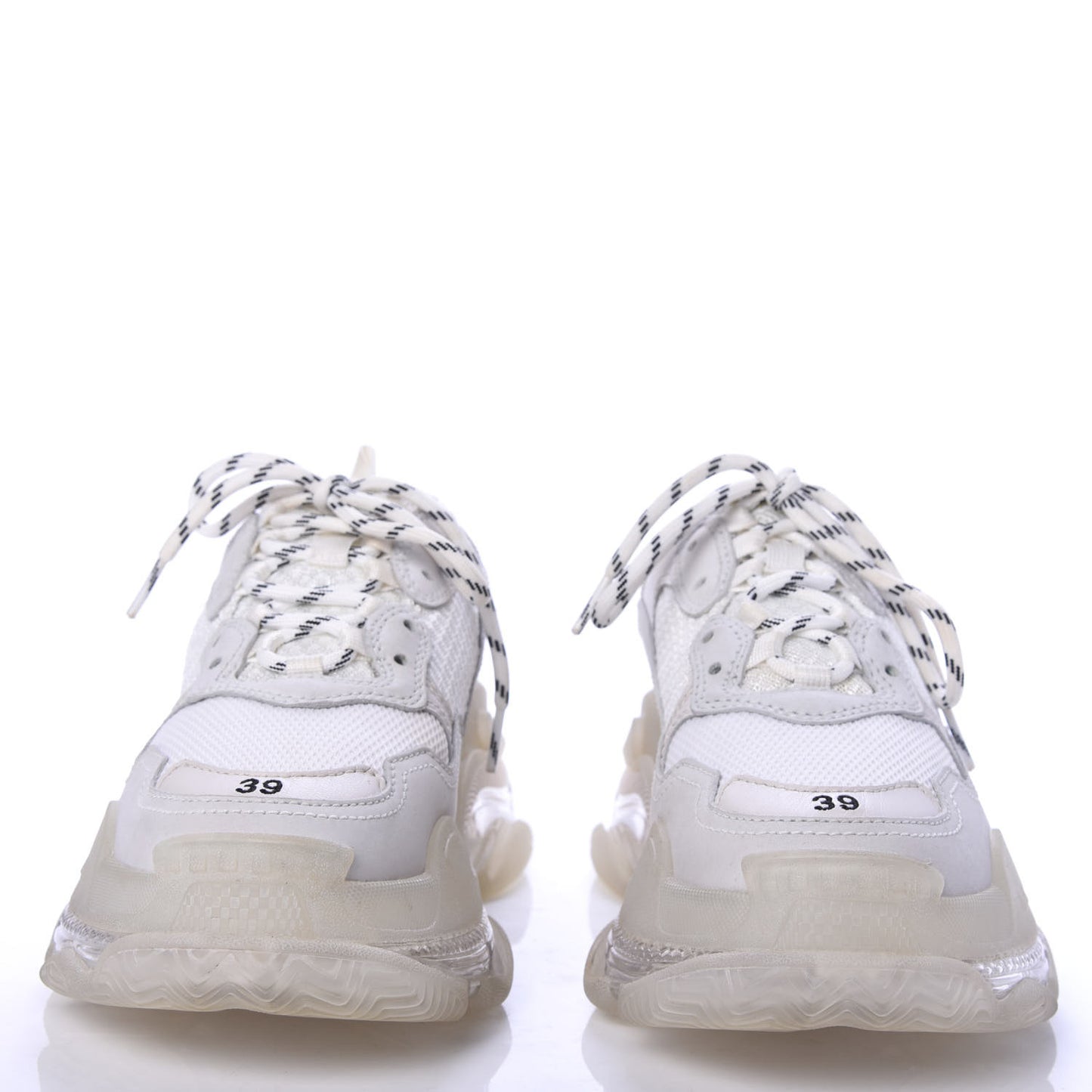 Fabric Mesh Clear Sole Womens Triple S Sneakers 39 White