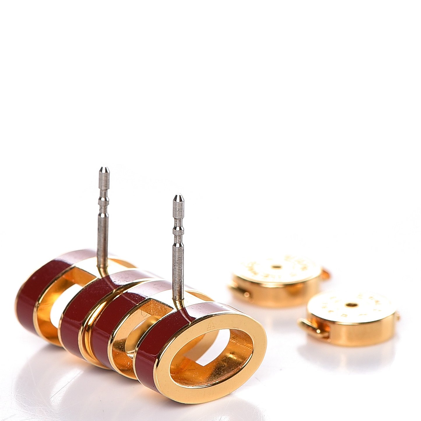 Gold Lacquered Pop H Earrings Rouge H