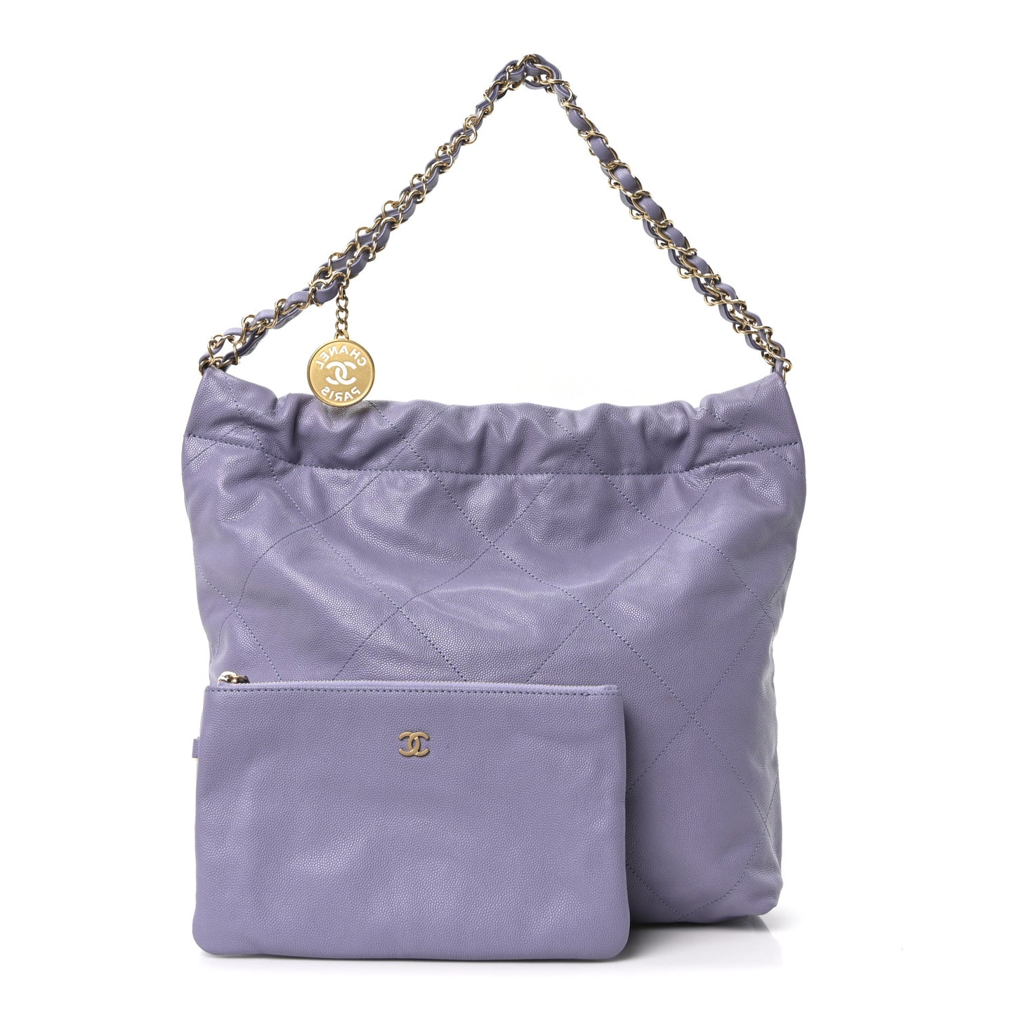 Shiny Caviar Quilted Monochrome Small Chanel 22 Light Purple
