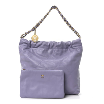 Chanel Shiny Caviar Quilted Monochrome Small Chanel 22 Light Purple 3 of 11