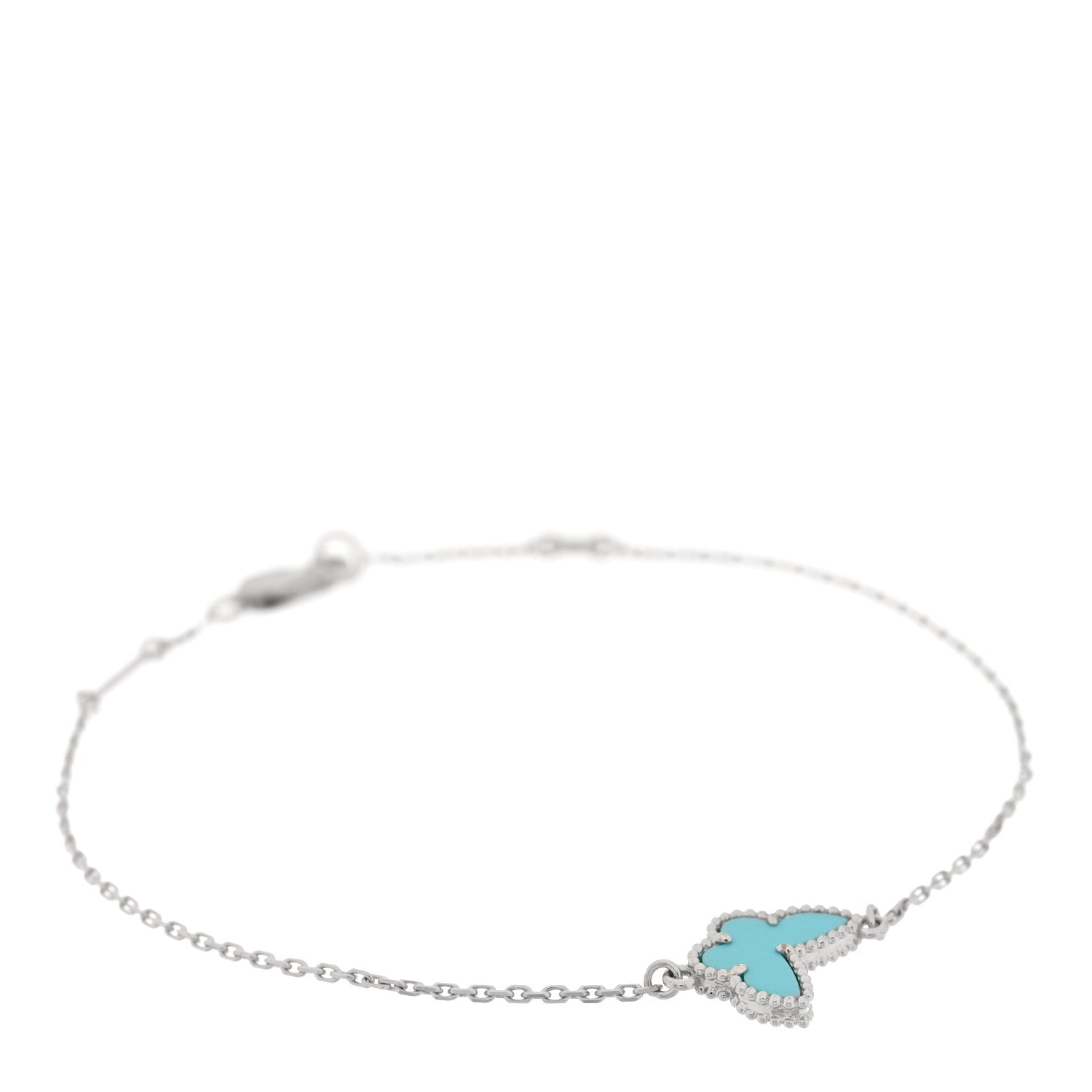 Van Cleef & Arpels 18K White Gold Turquoise Sweet Alhambra Butterfly Bracelet 1 of 3