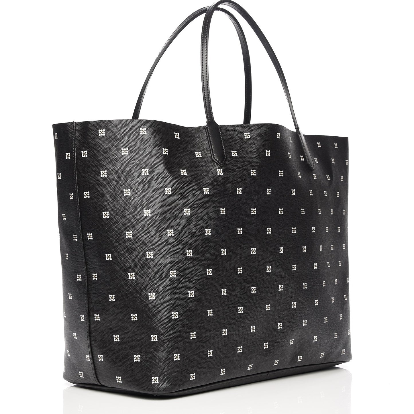 Textured Coated Canvas Mini Lilies Print Large Antigona Tote Black