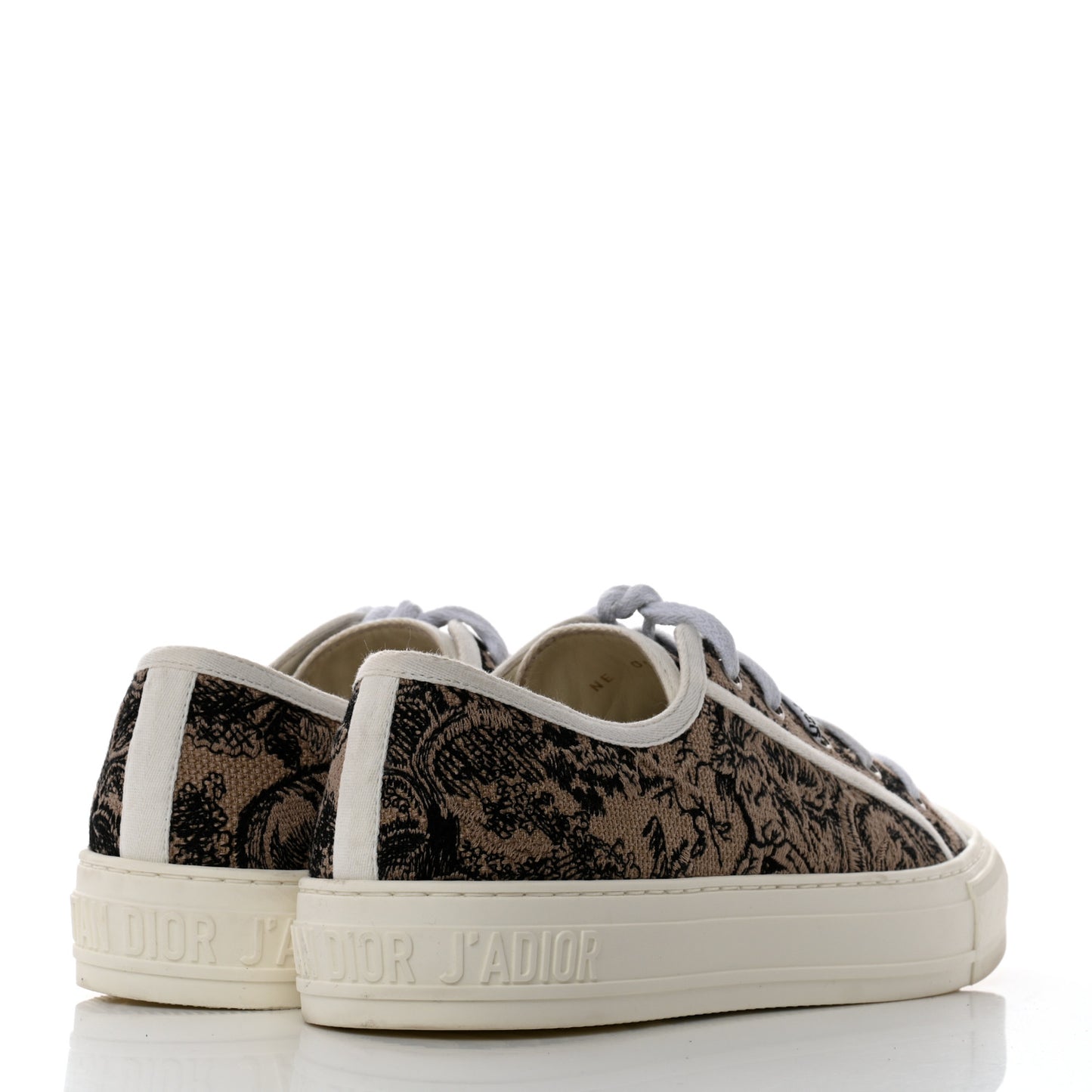 Canvas Toile De Jouy Embroidered Womens Walk'N'Dior Low Top Sneakers 40.5 Hazelnut Black