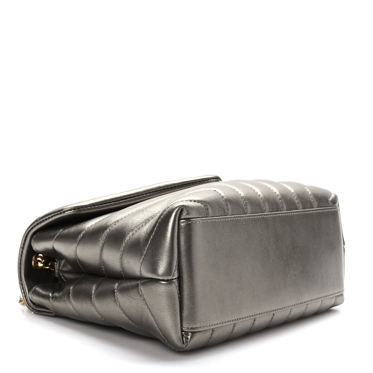 Saint Laurent Metallic Calfskin Y Quilted Monogram Small Loulou Chain Satchel Brown Metallic 4 of 11