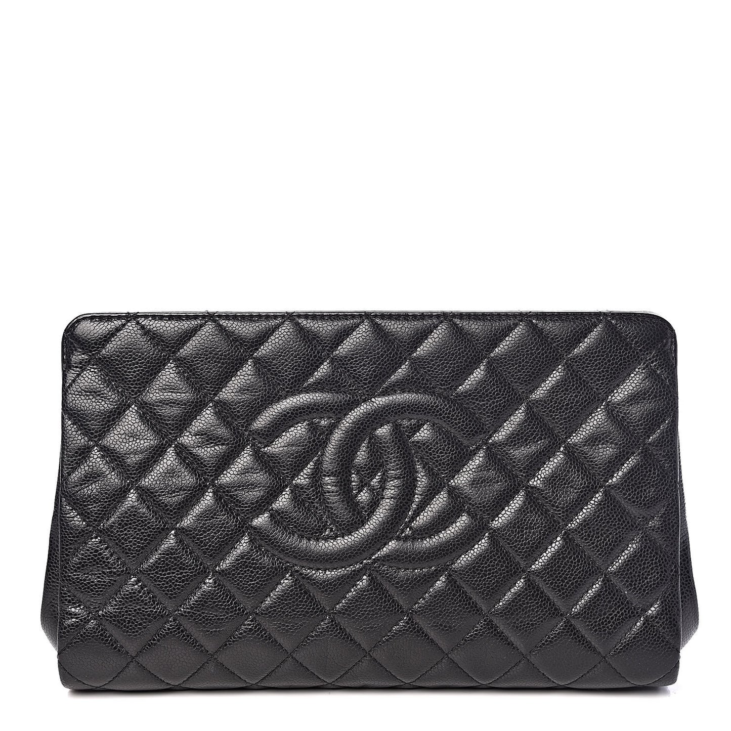 Caviar Quilted CC Large Clutch Black