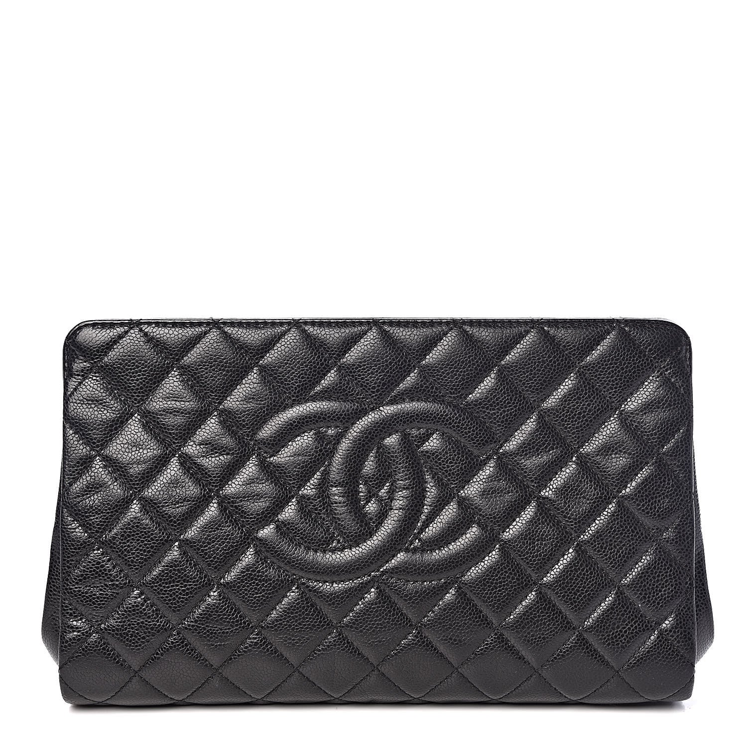 Chanel Caviar Quilted CC Large Clutch Black 1 of 9