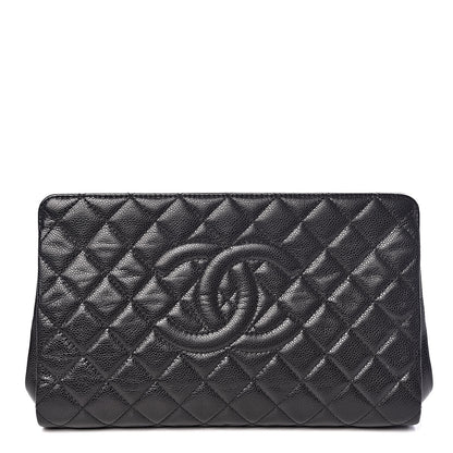 Chanel Caviar Quilted CC Large Clutch Black 1 of 9