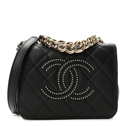 Chanel Lambskin Quilted Studded Beauty Begins Flap Black 1 of 10