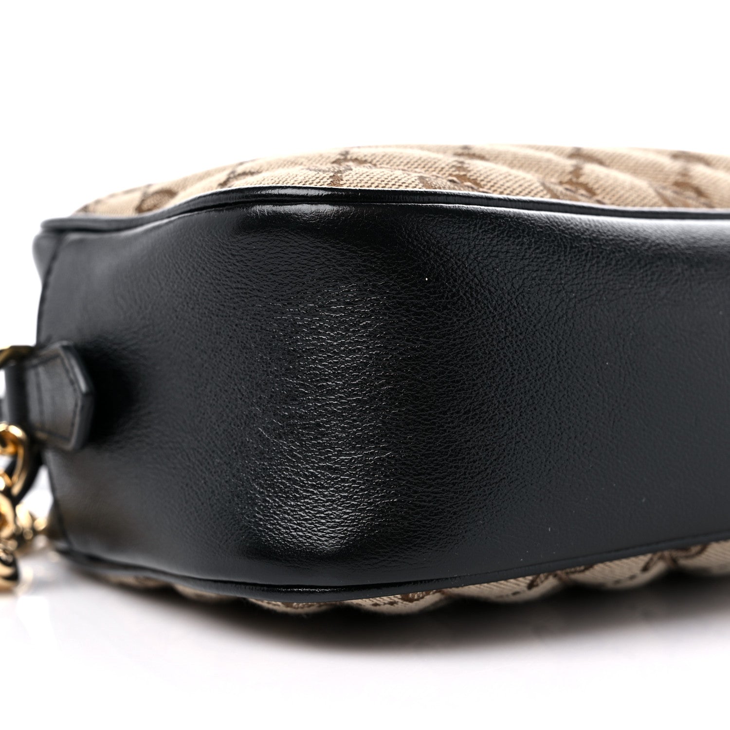 Gucci Monogram Matelasse Diagonal Small GG Marmont Chain Shoulder Bag Beige Black 9 of 13