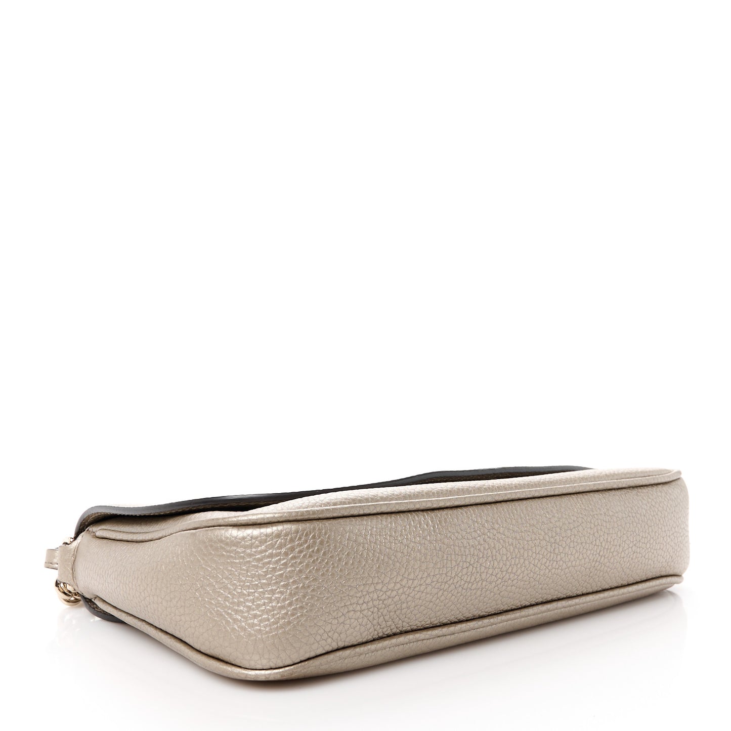 Metallic Pebbled Calfskin Medium Soho Flap Crossbody Golden Beige
