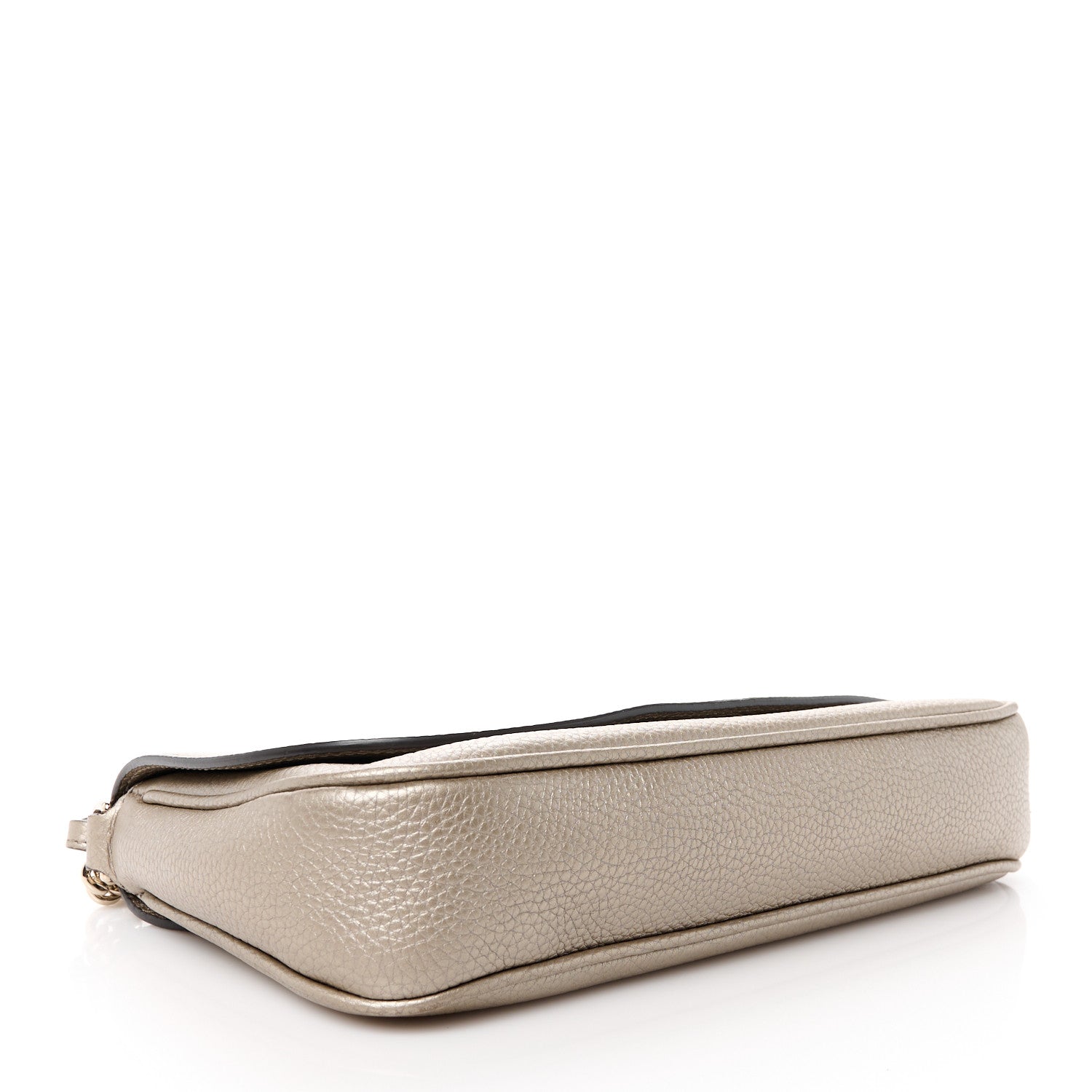 Gucci Metallic Pebbled Calfskin Medium Soho Flap Crossbody Golden Beige 4 of 11