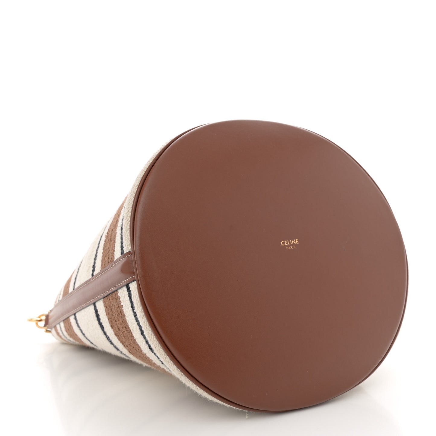 Canvas Smooth Calfskin Logo Bucket 16 Bag Brown Off White Tan