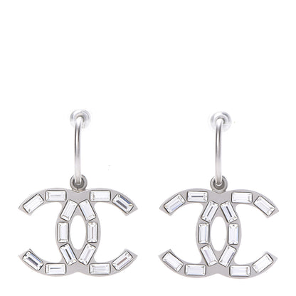 Chanel Baguette Crystal CC Dangle Earrings Silver 2 of 12
