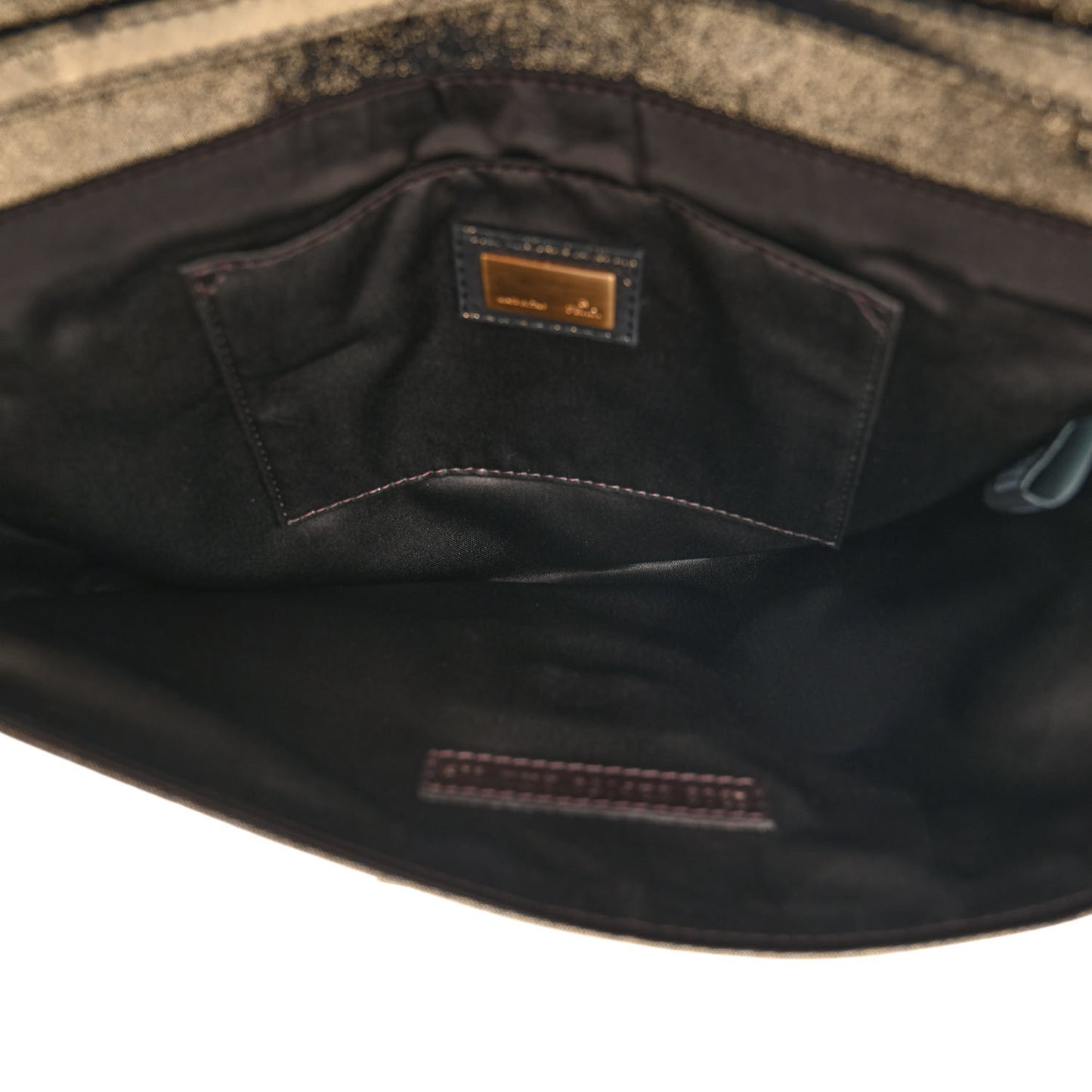Metallic Fan Vitello Flap Bag Black Satin Gold