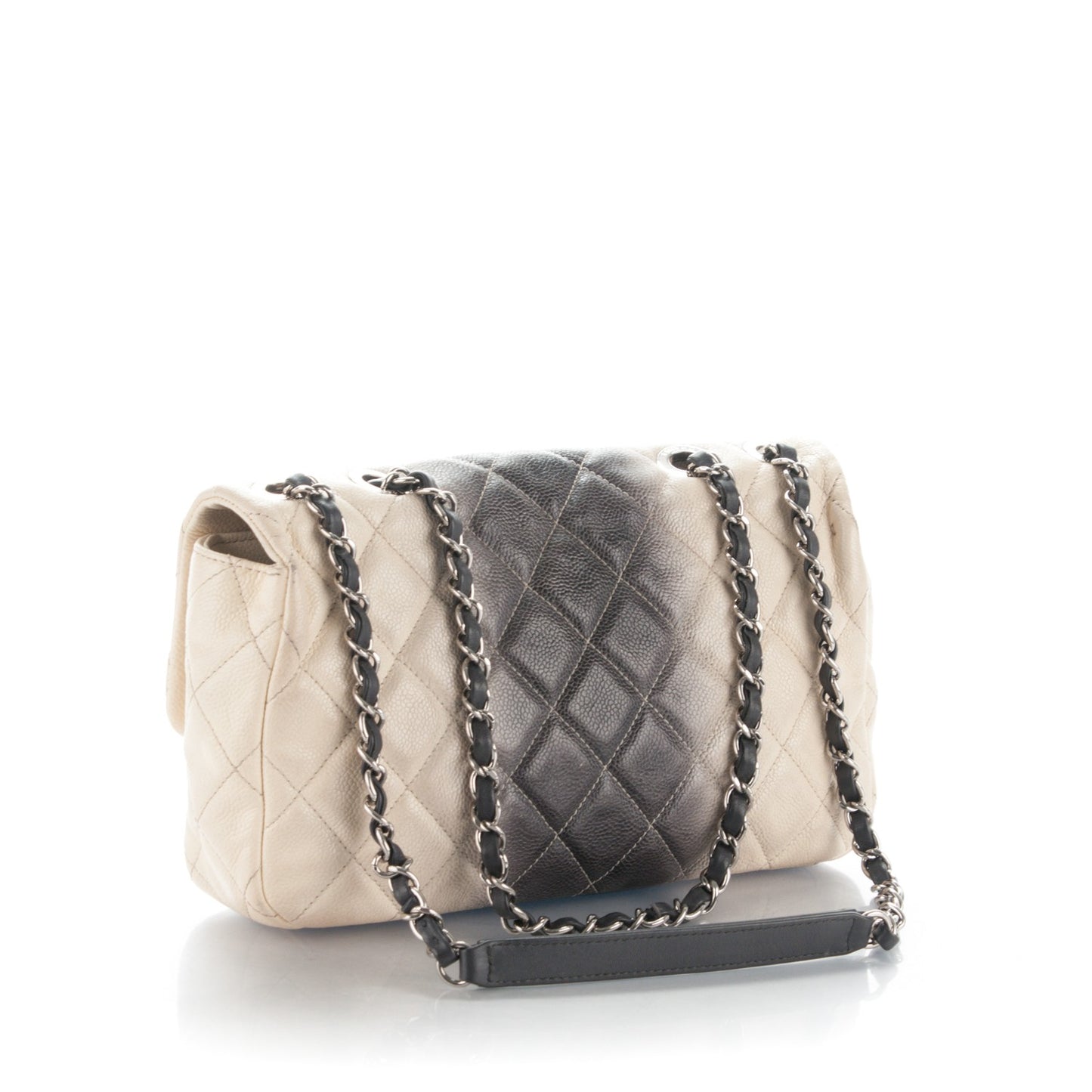 Caviar Quilted Medium Ombre Single Flap Grey