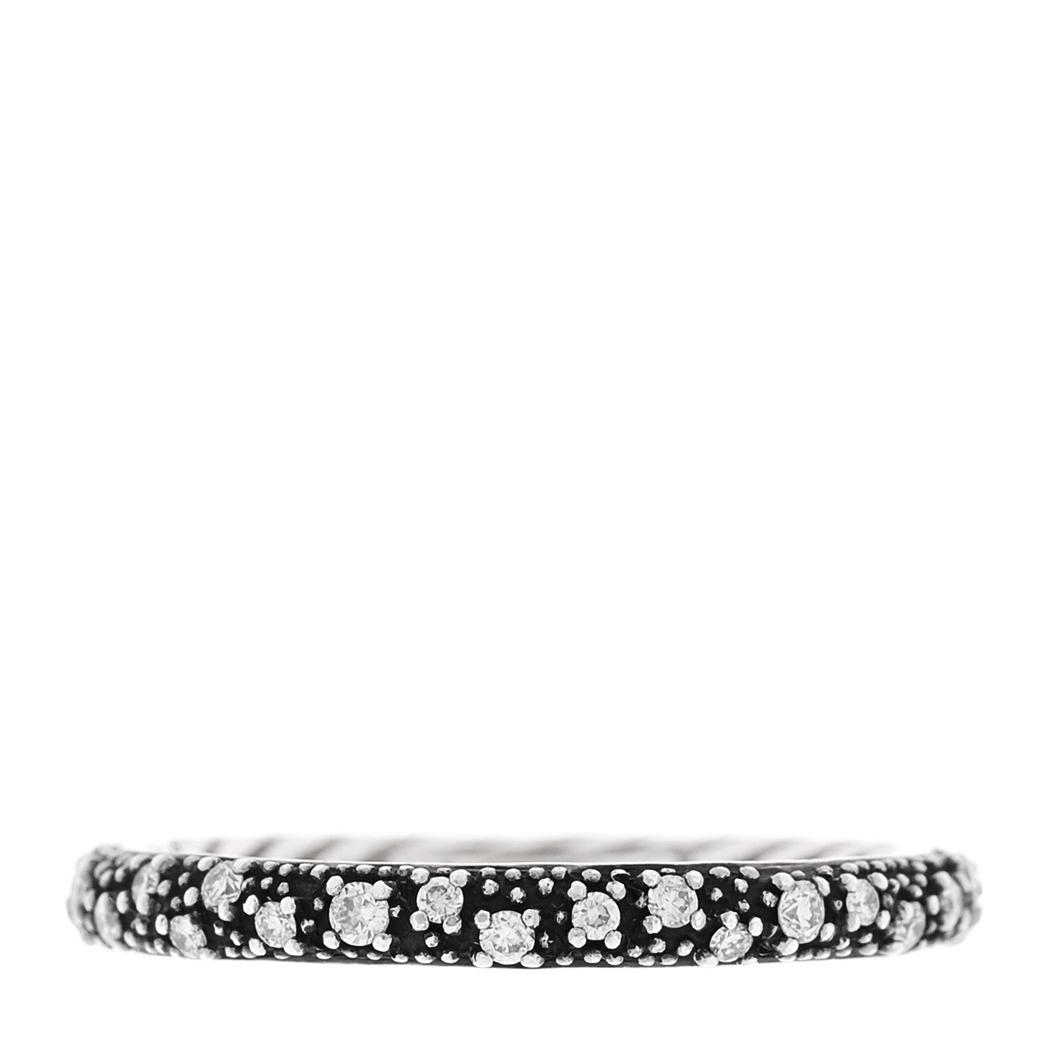 David Yurman Sterling Silver Diamond 3mm Midnight Melange Band Ring 54 6.75 3 of 4