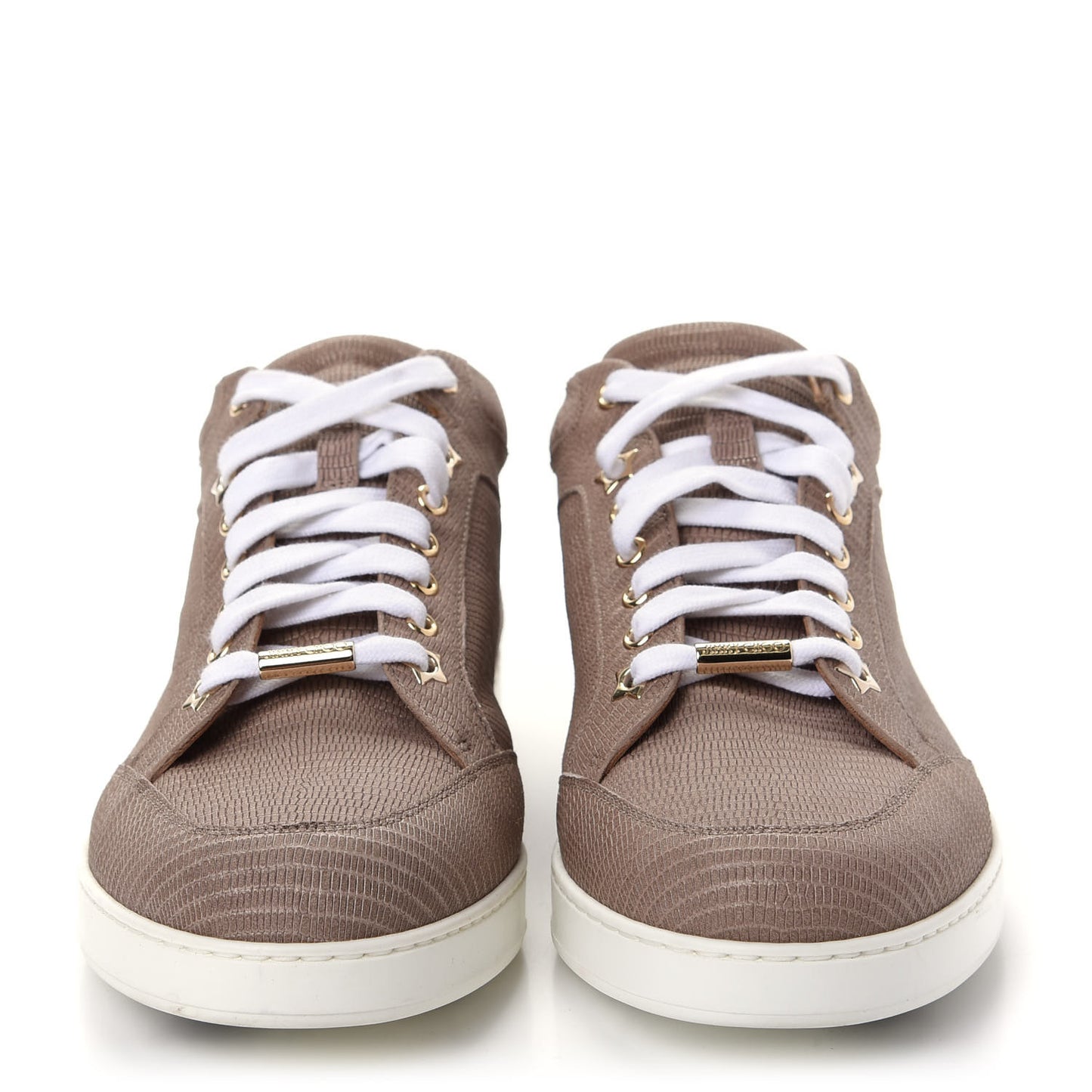 Metallic Lizard Embossed Miami Sneakers 42 Taupe