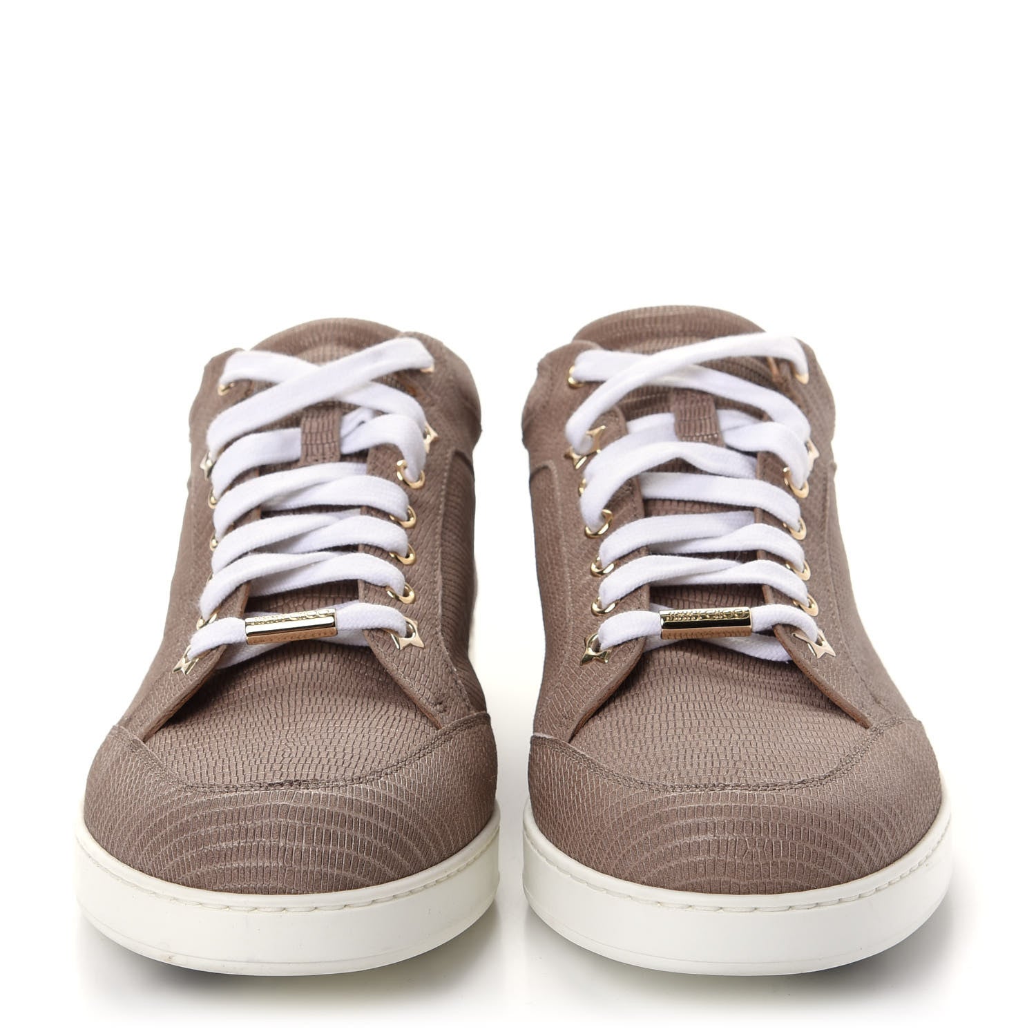 Jimmy Choo Metallic Lizard Embossed Miami Sneakers 42 Taupe 2 of 10