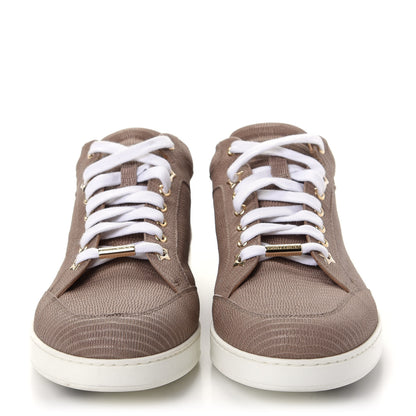 Jimmy Choo Metallic Lizard Embossed Miami Sneakers 42 Taupe 2 of 10