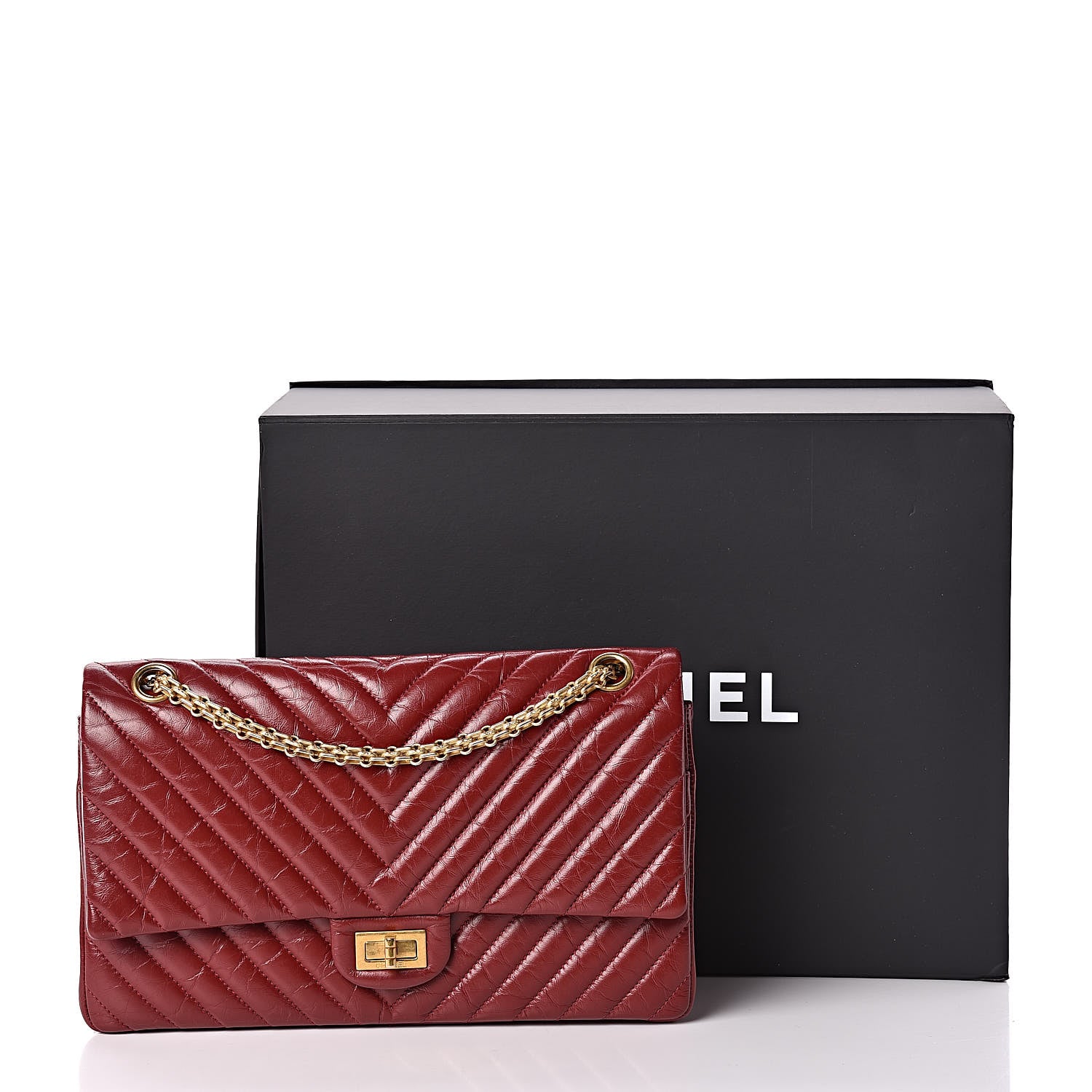 Chanel Aged Calfskin Chevron Quilted 2.55 Reissue 226 Flap Red 10 of 10