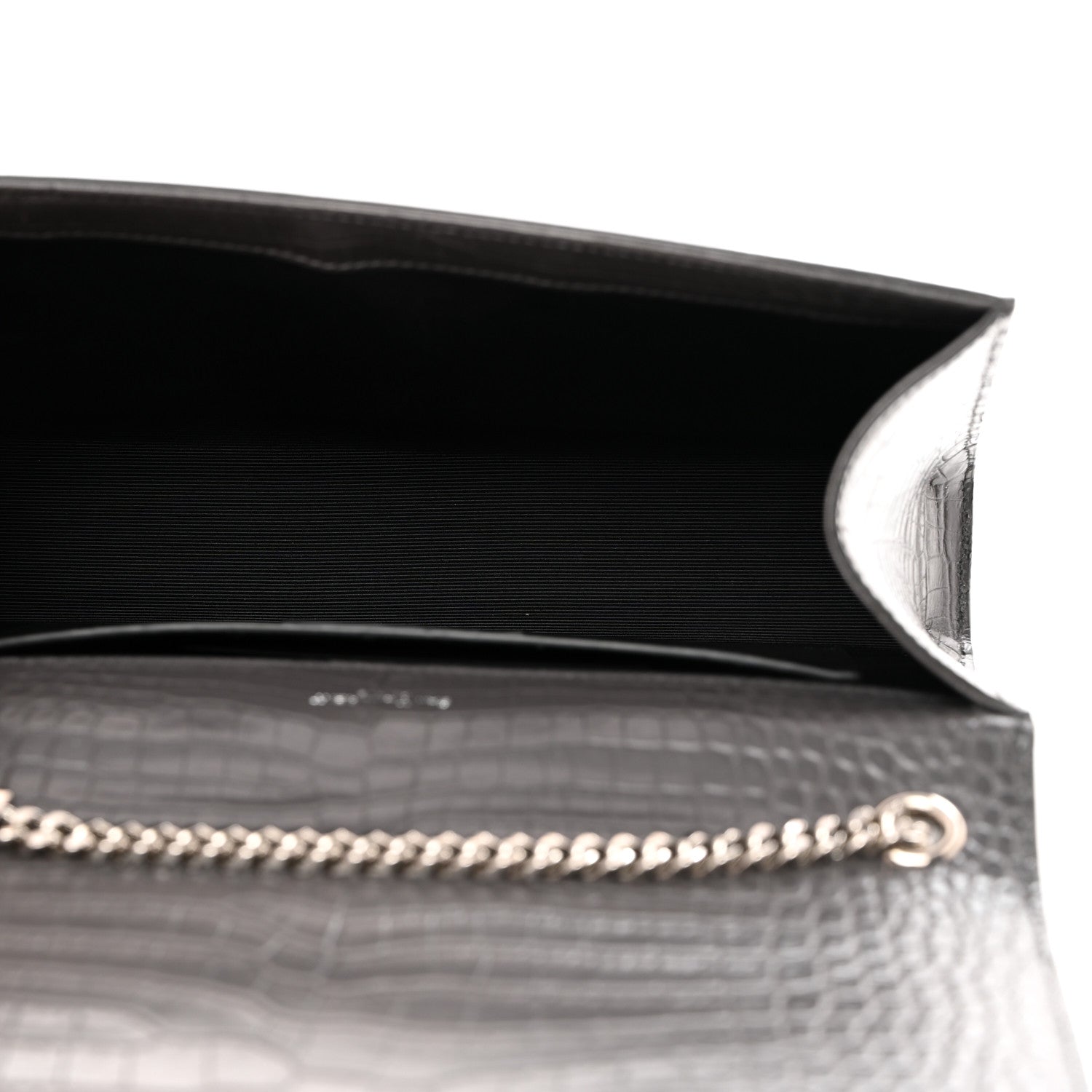 Saint Laurent Calfskin Crocodile Embossed Medium Classic Monogram Kate Tassel Satchel Storm 5 of 10