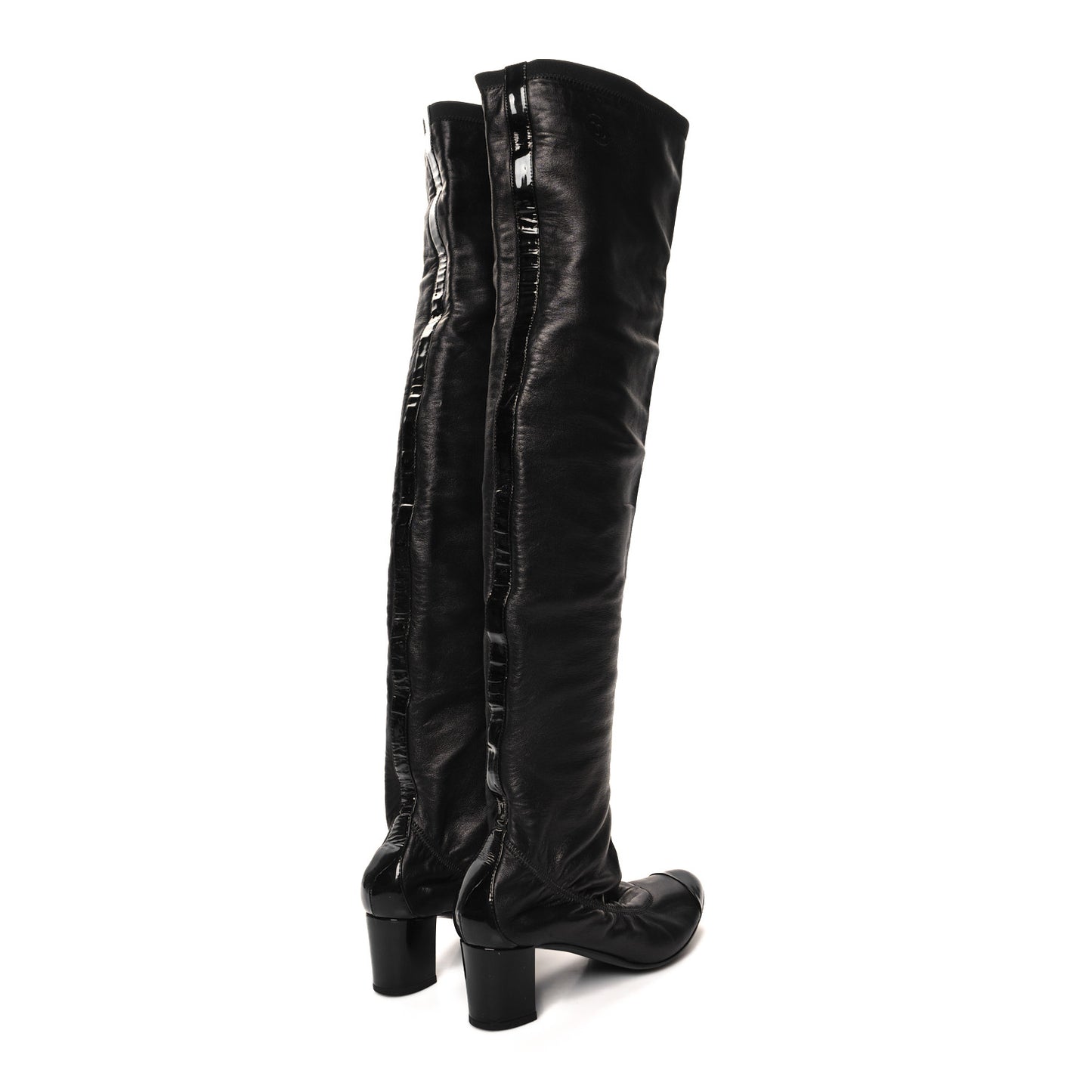 Lambskin Patent Over The Knee Boots 36 Dark Brown