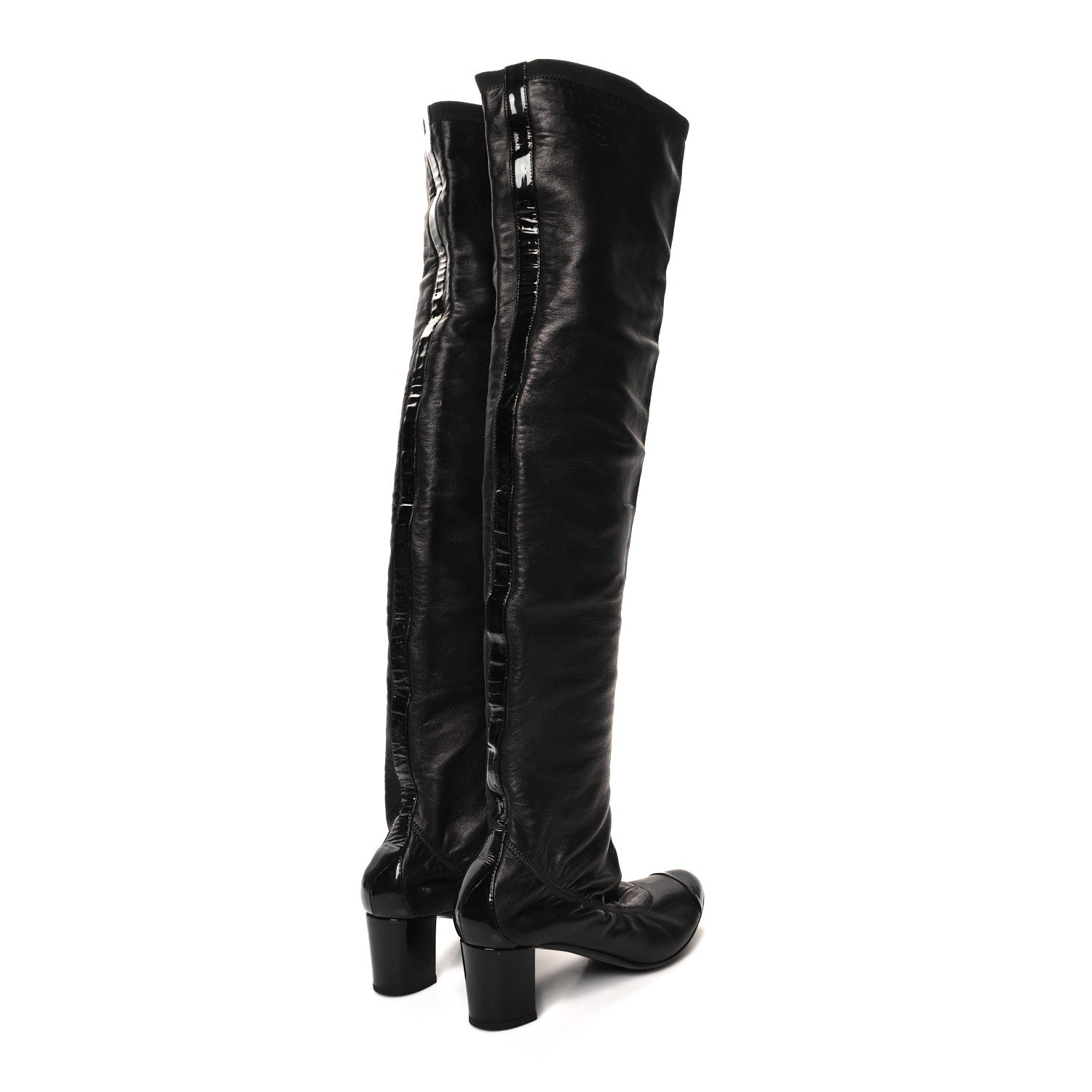 Chanel Lambskin Patent Over The Knee Boots 36 Dark Brown 4 of 7