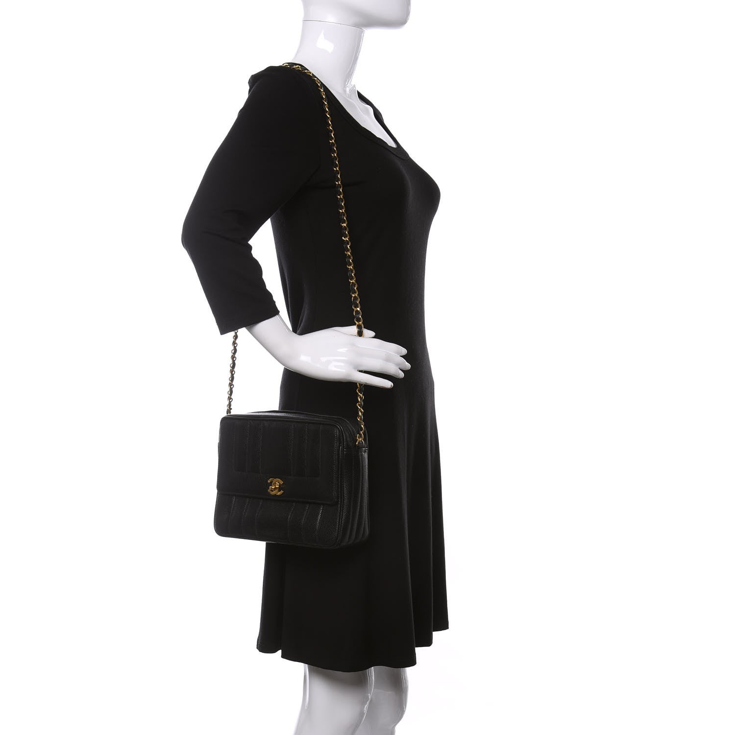 Chanel Caviar Vertical Quilt Camera Bag Black 2 of 10