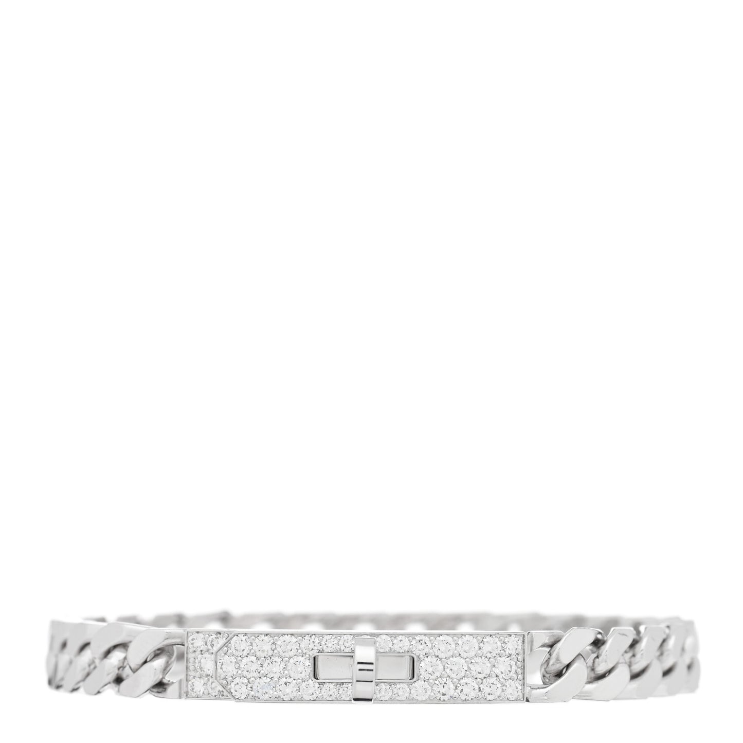 18K White Gold Diamond TPM Kelly Gourmette Bracelet SH