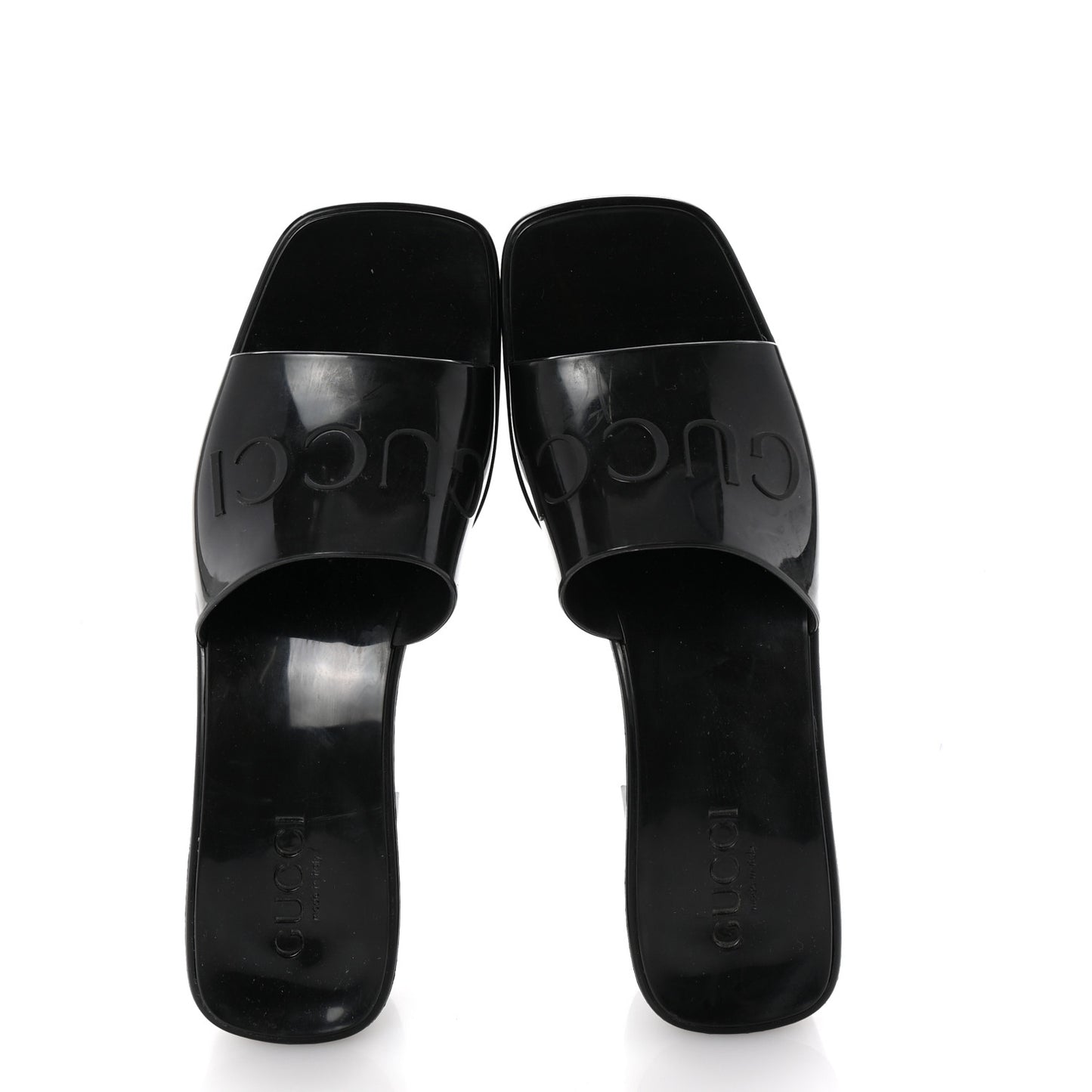 Rubber Gucci Logo Womens Platform 20/60mm Slide Sandals 39 Black